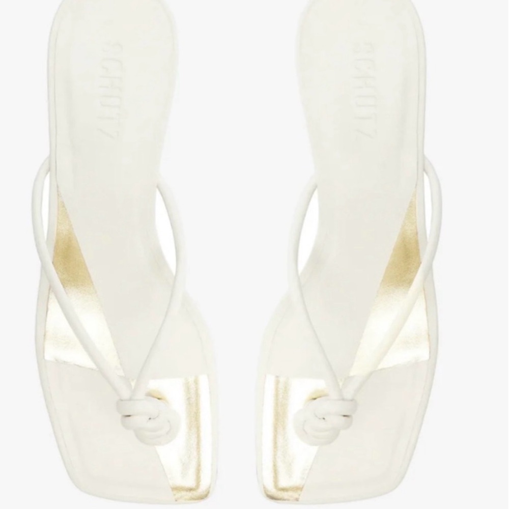 SCHUTZ Elegant White and Gold Sandals